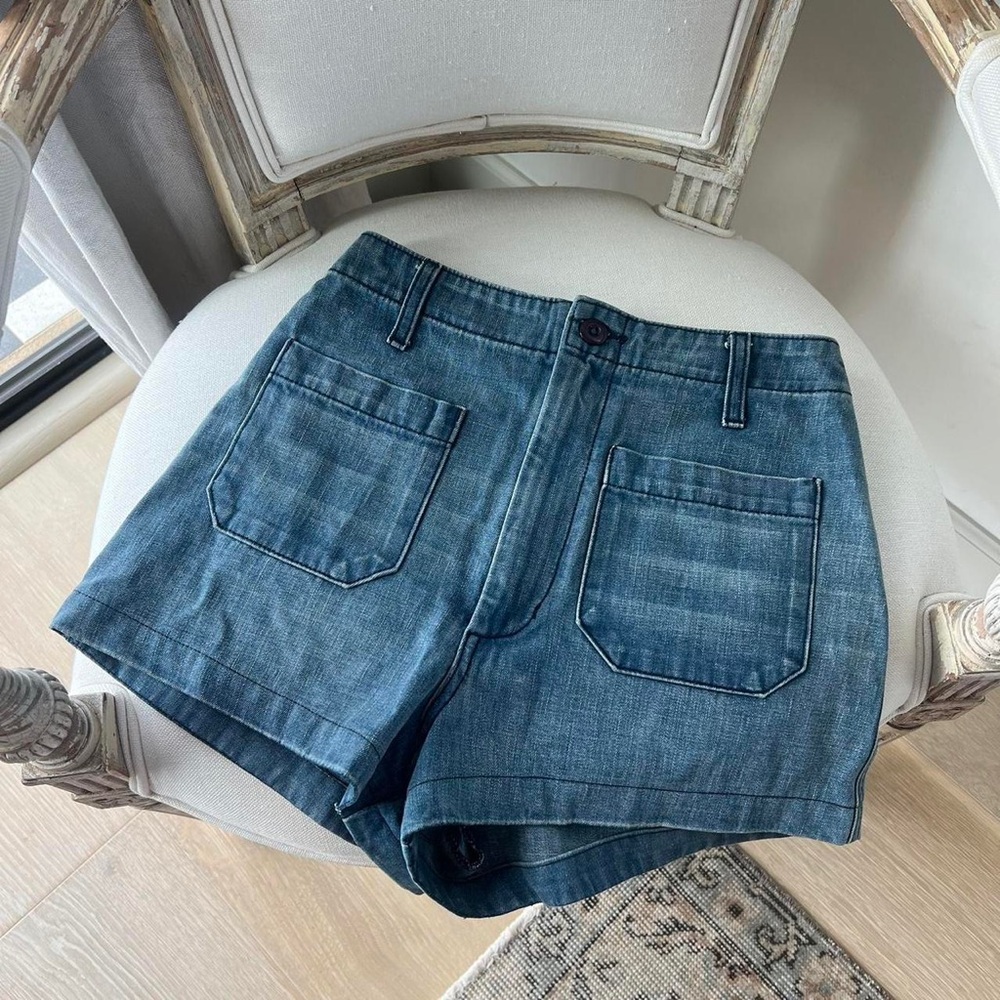 DÔEN 'Lane' denim shorts, La Rochelle Wash size 25, as seen on Meghan Markle